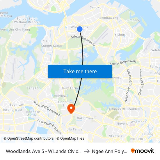 Woodlands Ave 5 - W'Lands Civic Ctr (46321) to Ngee Ann Polytechnic map