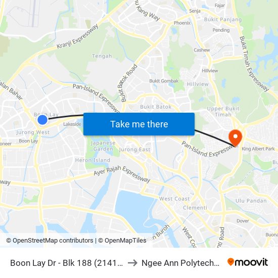 Boon Lay Dr - Blk 188 (21419) to Ngee Ann Polytechnic map