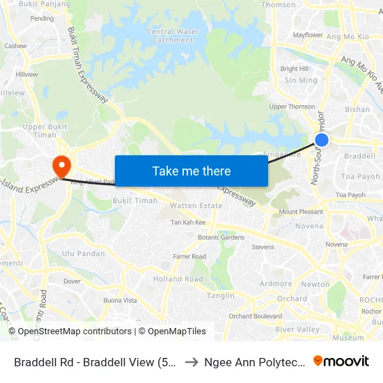 Braddell Rd - Braddell View (51139) to Ngee Ann Polytechnic map