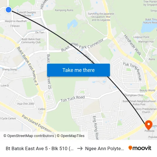 Bt Batok East Ave 5 - Blk 510 (43541) to Ngee Ann Polytechnic map