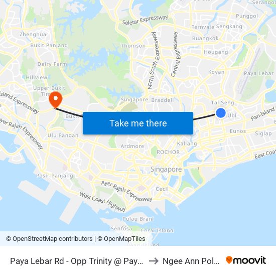 Paya Lebar Rd - Opp Trinity @ Paya Lebar (70279) to Ngee Ann Polytechnic map