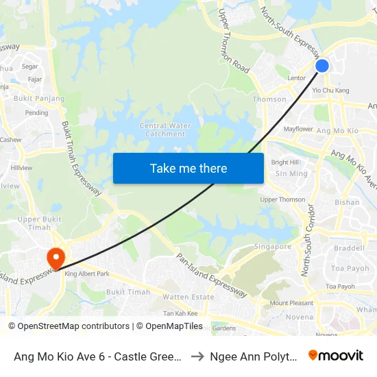Ang Mo Kio Ave 6 - Castle Green (55171) to Ngee Ann Polytechnic map