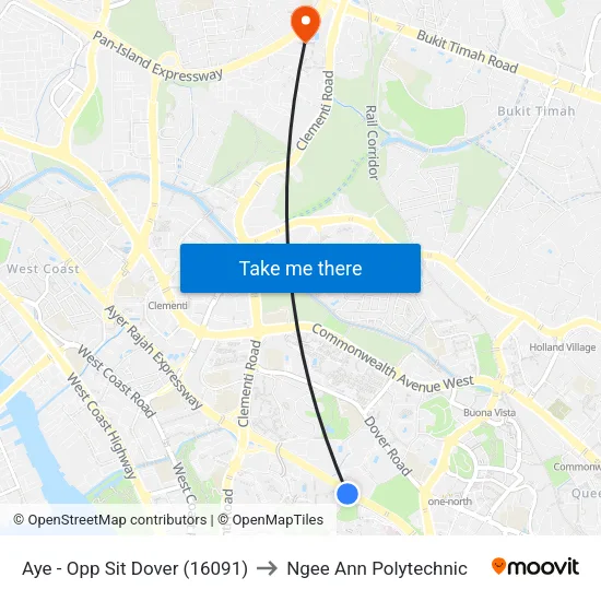 Aye - Opp Sit Dover (16091) to Ngee Ann Polytechnic map