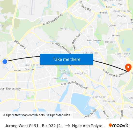 Jurong West St 91 - Blk 932 (27131) to Ngee Ann Polytechnic map