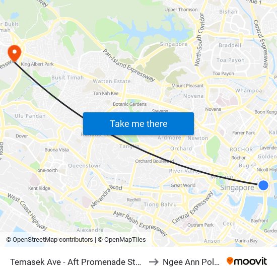 Temasek Ave - Aft Promenade Stn Exit C (02161) to Ngee Ann Polytechnic map