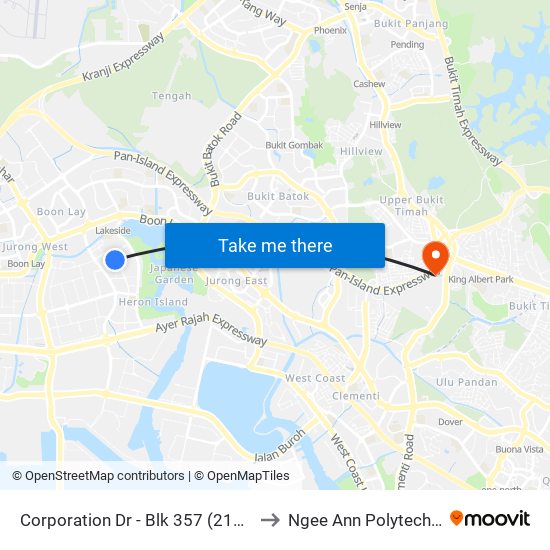 Corporation Dr - Blk 357 (21601) to Ngee Ann Polytechnic map