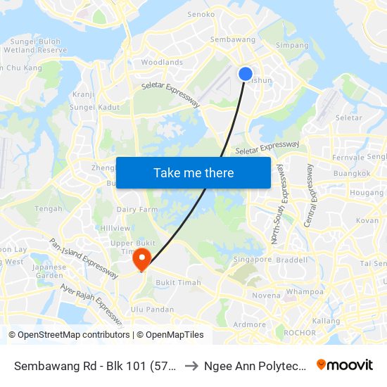 Sembawang Rd - Blk 101 (57119) to Ngee Ann Polytechnic map