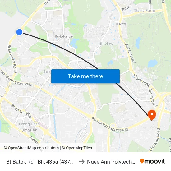 Bt Batok Rd - Blk 436a (43789) to Ngee Ann Polytechnic map