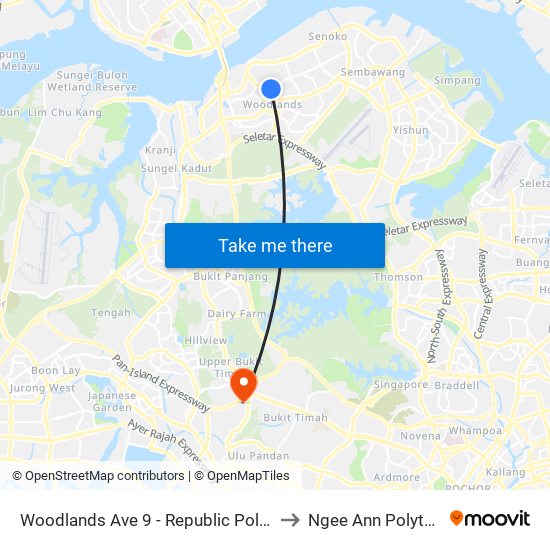 Woodlands Ave 9 - Republic Poly (46269) to Ngee Ann Polytechnic map