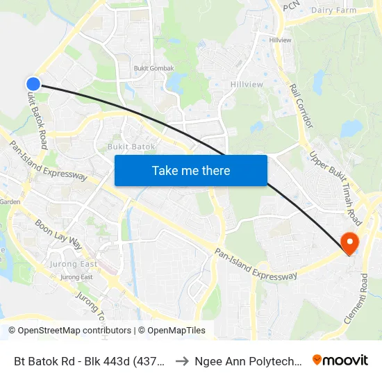 Bt Batok Rd - Blk 443d (43759) to Ngee Ann Polytechnic map