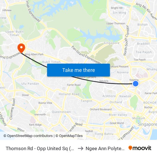 Thomson Rd - Opp United Sq (50029) to Ngee Ann Polytechnic map