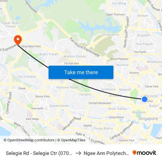 Selegie Rd - Selegie Ctr (07021) to Ngee Ann Polytechnic map