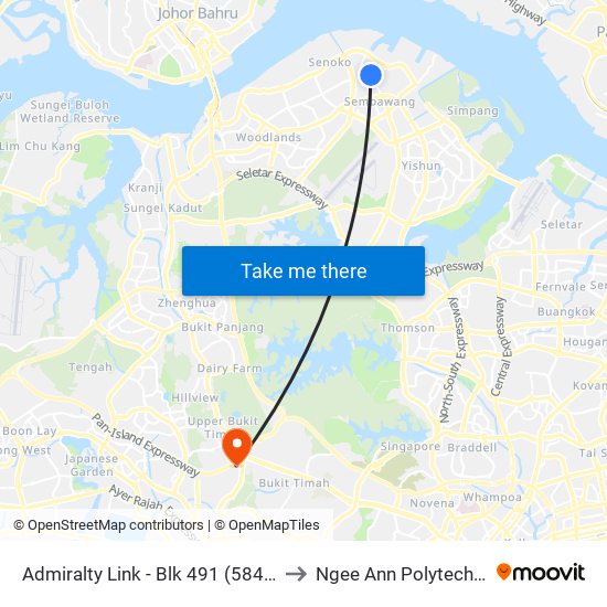 Admiralty Link - Blk 491 (58409) to Ngee Ann Polytechnic map