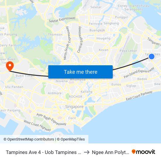 Tampines Ave 4 - Uob Tampines Ctr (76131) to Ngee Ann Polytechnic map