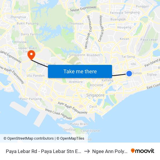 Paya Lebar Rd - Paya Lebar Stn Exit C (81119) to Ngee Ann Polytechnic map