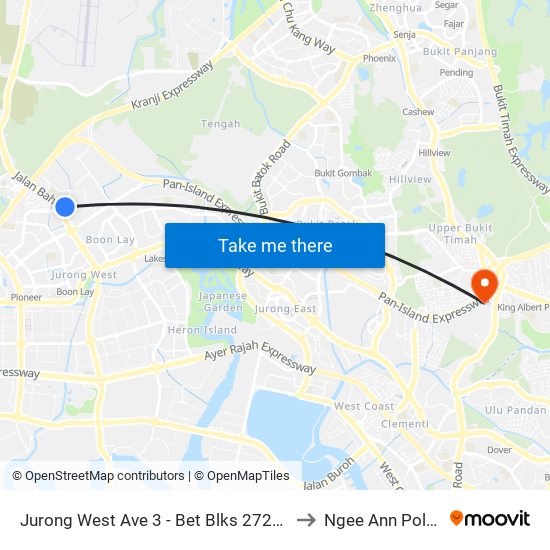 Jurong West Ave 3 - Bet Blks 272d/271a (27451) to Ngee Ann Polytechnic map