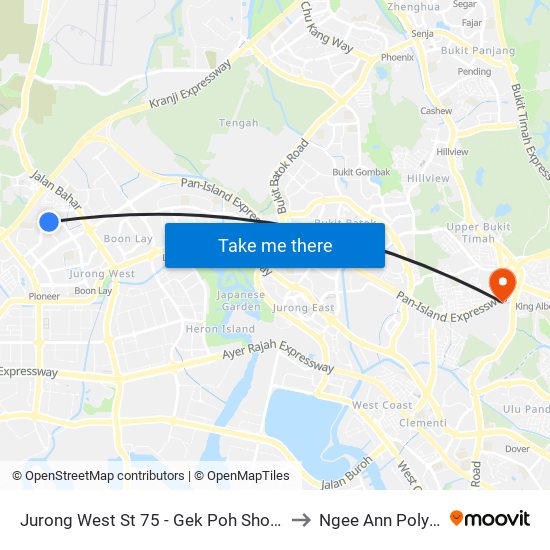 Jurong West St 75 - Gek Poh Shop Ctr (27389) to Ngee Ann Polytechnic map