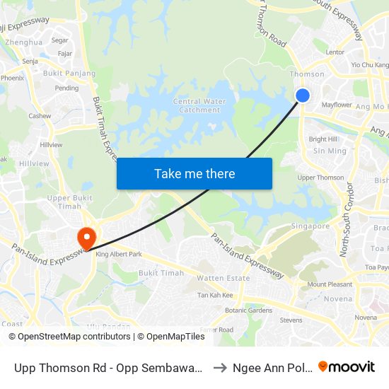 Upp Thomson Rd - Opp Sembawang Hills Fc (56021) to Ngee Ann Polytechnic map