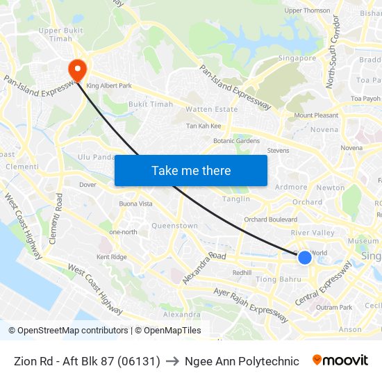 Zion Rd - Aft Blk 87 (06131) to Ngee Ann Polytechnic map