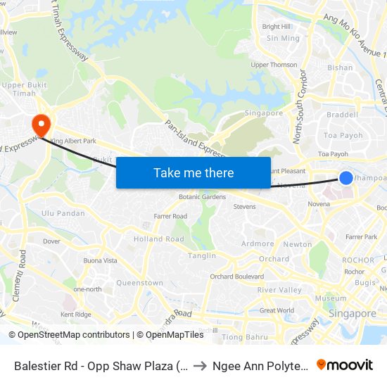 Balestier Rd - Opp Shaw Plaza (50199) to Ngee Ann Polytechnic map