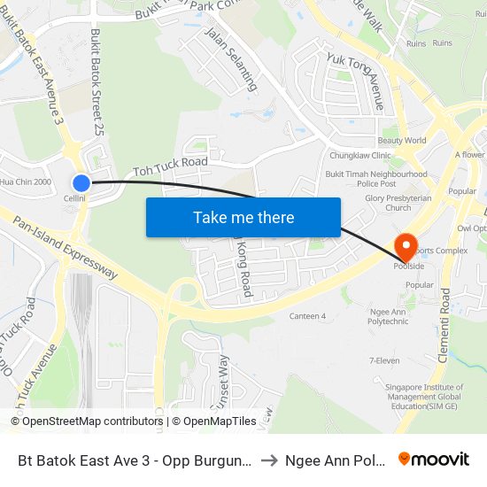 Bt Batok East Ave 3 - Opp Burgundy Hill (42311) to Ngee Ann Polytechnic map