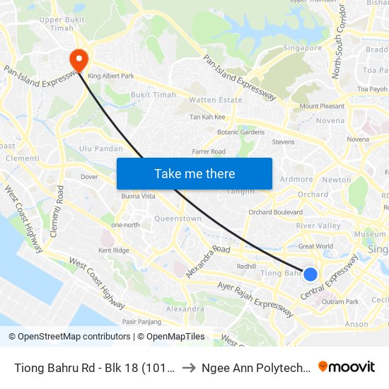 Tiong Bahru Rd - Blk 18 (10141) to Ngee Ann Polytechnic map