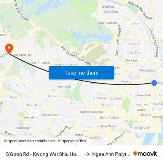 S'Goon Rd - Kwong Wai Shiu Hosp (60101) to Ngee Ann Polytechnic map