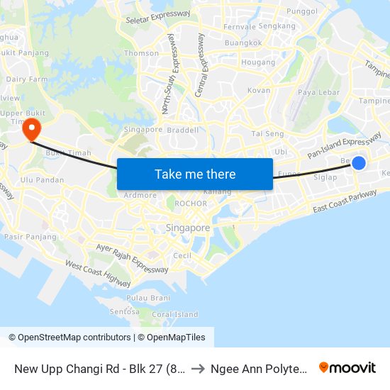 New Upp Changi Rd - Blk 27 (84049) to Ngee Ann Polytechnic map