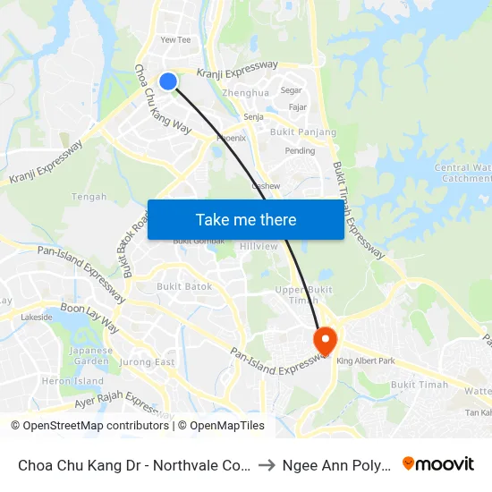 Choa Chu Kang Dr - Northvale Condo (44541) to Ngee Ann Polytechnic map
