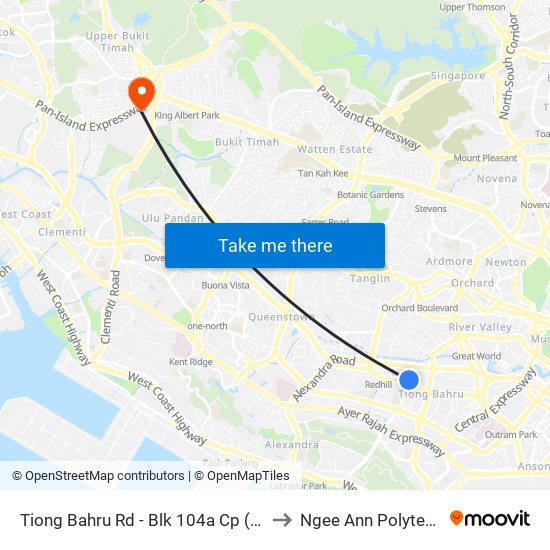 Tiong Bahru Rd - Blk 104a Cp (10189) to Ngee Ann Polytechnic map