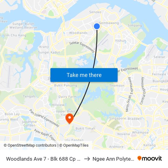 Woodlands Ave 7 - Blk 688 Cp (47619) to Ngee Ann Polytechnic map