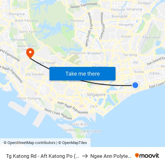 Tg Katong Rd - Aft Katong Po (92161) to Ngee Ann Polytechnic map