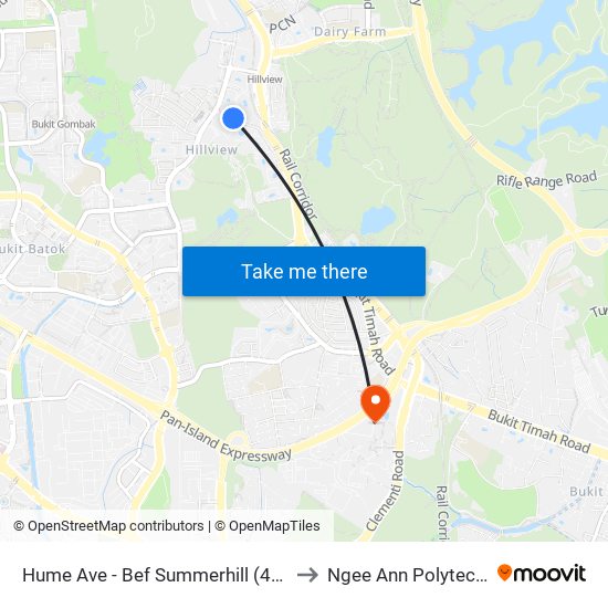 Hume Ave - Bef Summerhill (43811) to Ngee Ann Polytechnic map