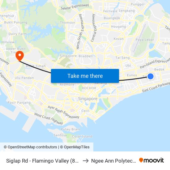 Siglap Rd - Flamingo Valley (83249) to Ngee Ann Polytechnic map