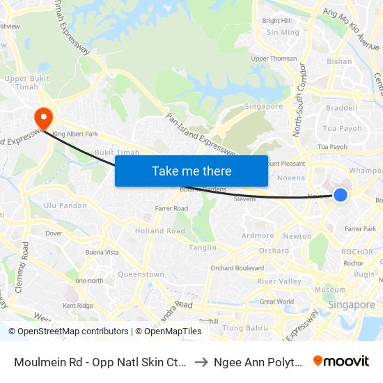 Moulmein Rd - Opp Natl Skin Ctr (50129) to Ngee Ann Polytechnic map