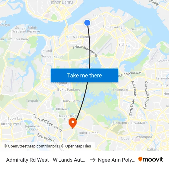 Admiralty Rd West - W'Lands Auto Hub (47049) to Ngee Ann Polytechnic map