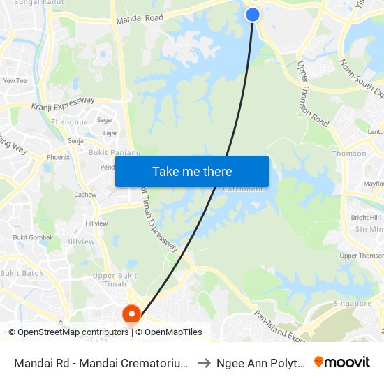 Mandai Rd - Mandai Crematorium (48071) to Ngee Ann Polytechnic map