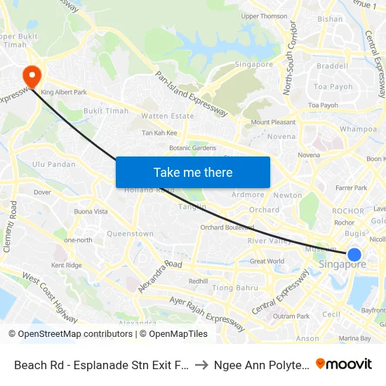 Beach Rd - Esplanade Stn Exit F (01619) to Ngee Ann Polytechnic map