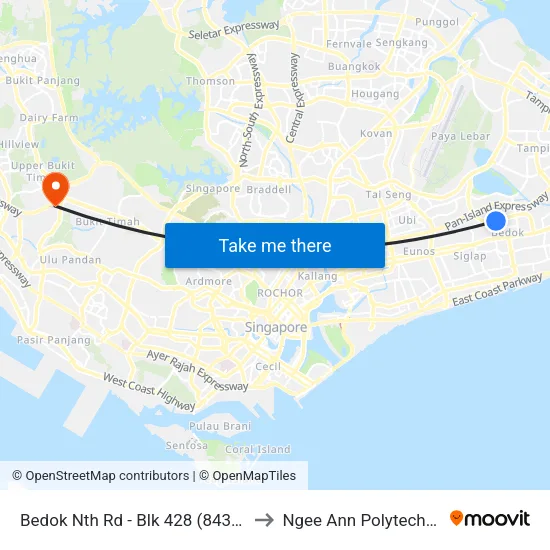 Bedok Nth Rd - Blk 428 (84319) to Ngee Ann Polytechnic map