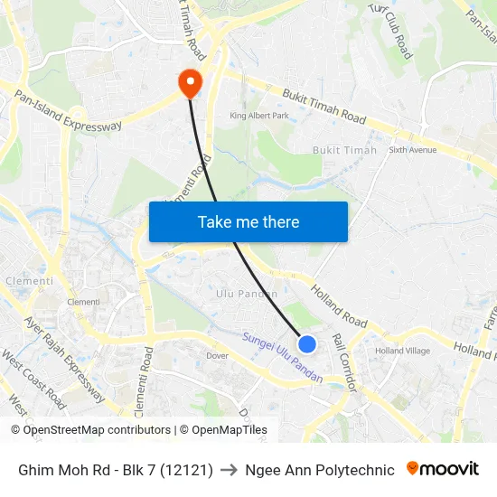 Ghim Moh Rd - Blk 7 (12121) to Ngee Ann Polytechnic map