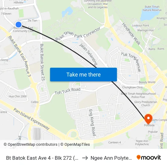 Bt Batok East Ave 4 - Blk 272 (43161) to Ngee Ann Polytechnic map