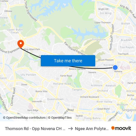 Thomson Rd - Opp Novena CH (50031) to Ngee Ann Polytechnic map