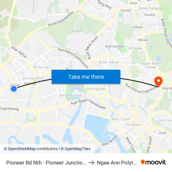 Pioneer Rd Nth - Pioneer Junction (22189) to Ngee Ann Polytechnic map