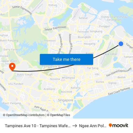 Tampines Ave 10 - Tampines Wafer Fab Pk (75351) to Ngee Ann Polytechnic map