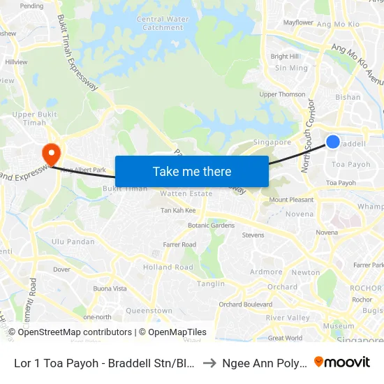 Lor 1 Toa Payoh - Braddell Stn/Blk 111 (52161) to Ngee Ann Polytechnic map