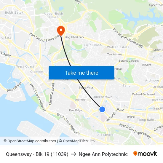 Queensway - Blk 19 (11039) to Ngee Ann Polytechnic map