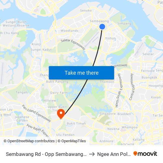 Sembawang Rd - Opp Sembawang Shop Ctr (58011) to Ngee Ann Polytechnic map