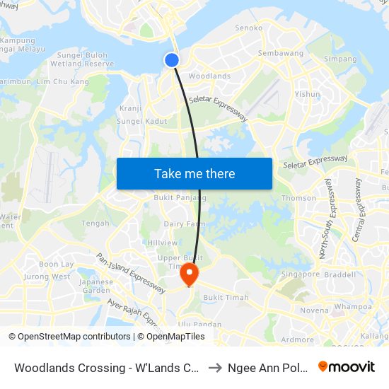 Woodlands Crossing - W'Lands Checkpt (46101) to Ngee Ann Polytechnic map