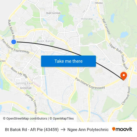 Bt Batok Rd - Aft Pie (43459) to Ngee Ann Polytechnic map