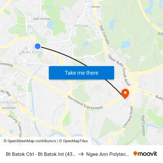 Bt Batok Ctrl - Bt Batok Int (43009) to Ngee Ann Polytechnic map